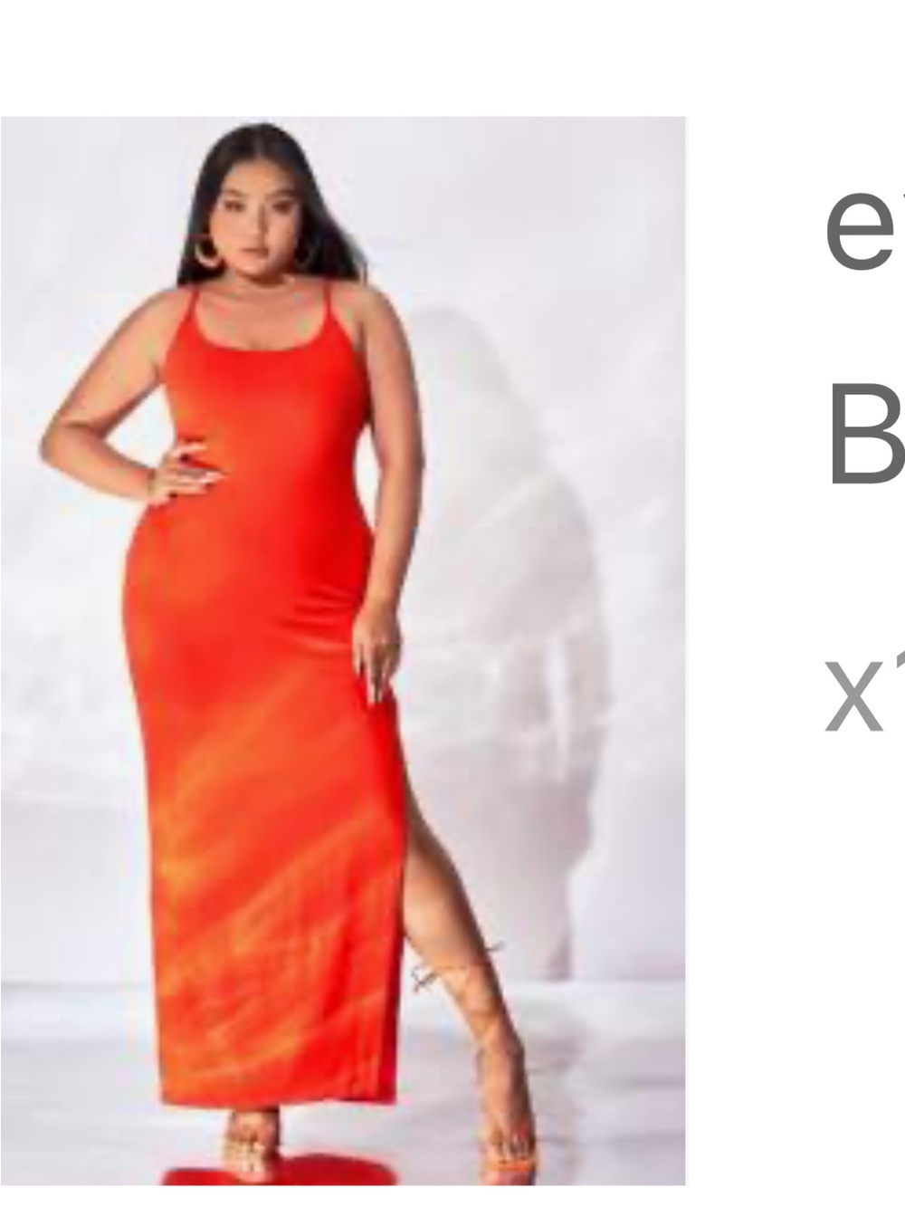 SHEIN Plus Size Orange Maxi Slip Dress with Side Slit